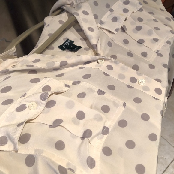 Jcrew white polkadot button up blouse - Picture 2 of 4